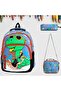 Boys' Primary School Orthopedic Dinosaur 3-Piece Bag Set with 3 Compartments, Water Bottle Compartment, Compartment for Lunch, and Pen Holder 576