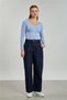 Women's Pleated Balloon Jean Pants - Navy Blue