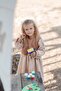 Furry Nubuck Fabric Bow Embroidered Dress Brown - 8