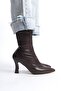 Brown Women's Short Heeled Comfortable Stretch Boots (8cm) - 6