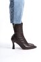 Brown Women's Short Heeled Comfortable Stretch Boots (8cm) - 4