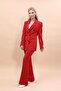 Men's Lapel Collar Blazer Jacket & Spanish-Cut Trousers - Red - 1034530