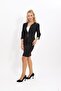 Zero Neckline Plain Short Jacket & Slit Plain Tight Skirt - Black - 1015502 - 4