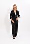 Zero Collar Plain Short Jacket & Wide Leg Pants Set - Black - 1015520 - 4
