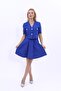 V-Neck Short Jacket & Short Flared Skirt-Cobalt blue - 1052542 - 2