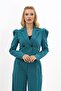 Men's Collared Drape Sleeve Short Jacket - Petrol - 1057100