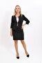 Zero Neckline Plain Short Jacket & Slit Plain Tight Skirt - Black - 1015502 - 3