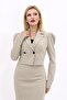 Men's Collared Drape Sleeve Short Jacket - Bamboo - 1057100