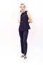 Zero Collar Belted Vest & Spanish Flare Trousers-Navy Blue - 1513530 - 2