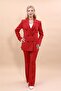 Men's Lapel Collar Blazer Jacket & Spanish-Cut Trousers - Red - 1034530 - 5