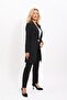 Shawl Collar Pocketed Long Jacket & Skinny Leg Pants Set - Black - 1004510 - 4
