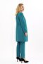 Zero Collar Plain Long Jacket & Skinny Leg Trousers-Petrol - 1005510 - 5