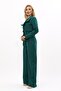 Low Collar Mini Jacket & High Waist Pleated Wide Leg Trousers Set-green - 5