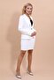 Single Button Classic Jacket & Slit Straight Tight Skirt-White - 1044502 - 2