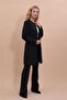 Zero Collar Plain Long Jacket & Spanish Flare Trousers-Black - 1005530
