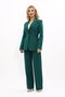 Self-Tie Collar Jacket & Wide Leg Trousers-Emerald - 4