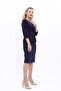 Zero Collar Plain Short Jacket & Plain Tight Skirt - Navy Blue - 1015540 - 3