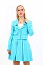 Shirt Collar Short Jacket-Turquoise - 1055100