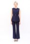 Zero Collar Belted Vest & Spanish Flare Trousers-Navy Blue - 1513530 - 6