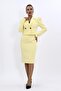 Shirt Collar Short Jacket & Plain Tight Skirt-Yellow - 1057540