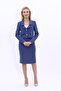 Shirt Collar Short Jacket & Plain Tight Skirt-Indigo - 5