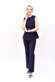 Zero Collar Belted Vest & Spanish Flare Trousers-Navy Blue - 1513530 - 3