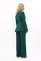 Self-Tie Collar Jacket & Wide Leg Trousers-Emerald - 2