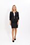 Zero Neckline Plain Short Jacket & Slit Plain Tight Skirt - Black - 1015502