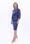 Zero Neckline Plain Short Jacket & Plain Tight Skirt - Indigo - 1015540 - 2