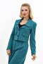 Petrol Color Low Collar Mini Jacket - 2