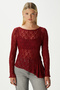 Angel Asymmetrical Burgundy Long Sleeve Lace Top / Blouse - 3