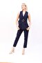 Belted Classic Vest & Trousers Set - Navy Blue - 1521510