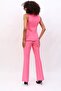 Long Classic Vest & Spanish Flare Pants Set-Pink - 1516530 - 5