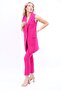 Single Button Casual Vest & Piped Leg Trousers Set - Fuchsia - 1519510 - 2