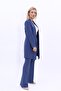 Shawl Collar Long Jacket & Spanish Flare Trousers-Indigo - 1001530 - 3