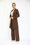Shawl Collar Long Jacket & Wide Leg Trousers - Chestnut - 1001520