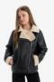 Girls' Waterproof Jacket Collar Plush Lining Faux Leather Jacket Coat (25 Au)