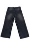 Girl's Shiny Stone Patterned Elastic Waist Adjustable Zipper Closure Black Jeans 2922 - 2