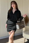 Black Shirt Dress with Adjustable Gathered Skirt - 5