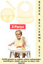 Non-Slip Healthy Bib Teether Spoon Vacuum Plate 3-Piece Silicone Baby Feeding Set Yellow