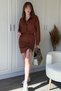 Brown Shirt Dress with Adjustable Gathered Skirt - 3