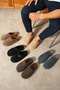 Roller-Striped Plush Fabric with Furry Inside, Non-Slip Sole Men's House Slippers - 4