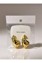 Earrings Stone Detail Steel Gold - 2