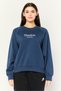Women Relaxed Fir Long Sleeve Outdoor Sweatshirts, Navy Blue