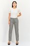 Women Cigarette Fit Mid Waist Checkered Dress Pants, Multicolor - 4