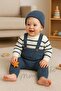 Baby Boy Striped Sweater Beret Argyle Patterned Salopet Gift Set of 3 - 2