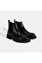 Men's Black Leather Boots with Rubber Detail
