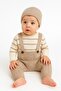Baby Boy Striped Sweater Beret Argyle Patterned Salopet Gift Set of 3 - 3