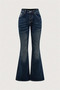 Navy Blue Butterfly Pocket Detailed Spanish Leg Y2K Pants - 2