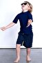 Unisex Kids Rashguard Short Sleeve - Navy - 3